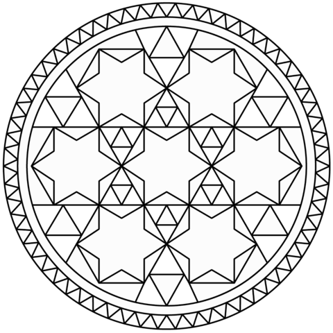 Polychrom Geometric Pattern Coloring Page